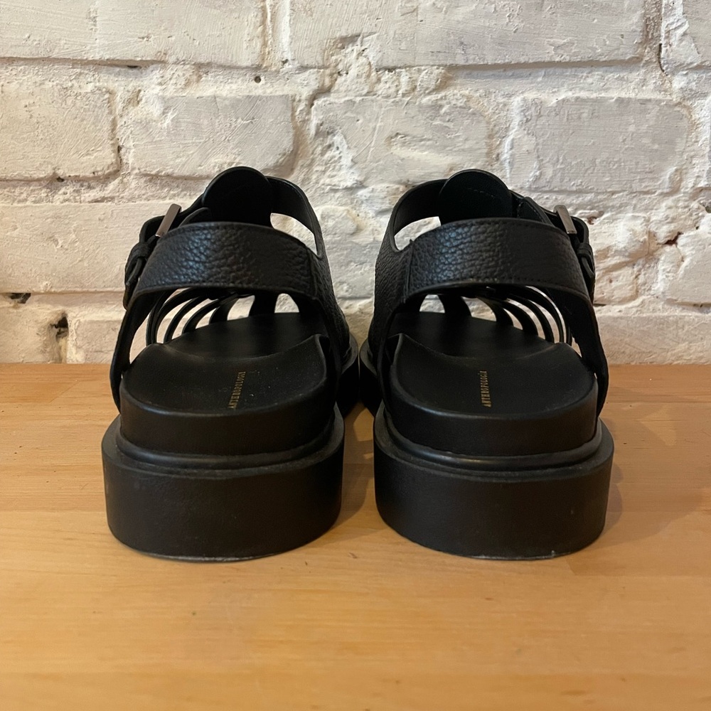 By Anthropologie Black Leather Fisherman Flats 36 - Picture 4 of 9